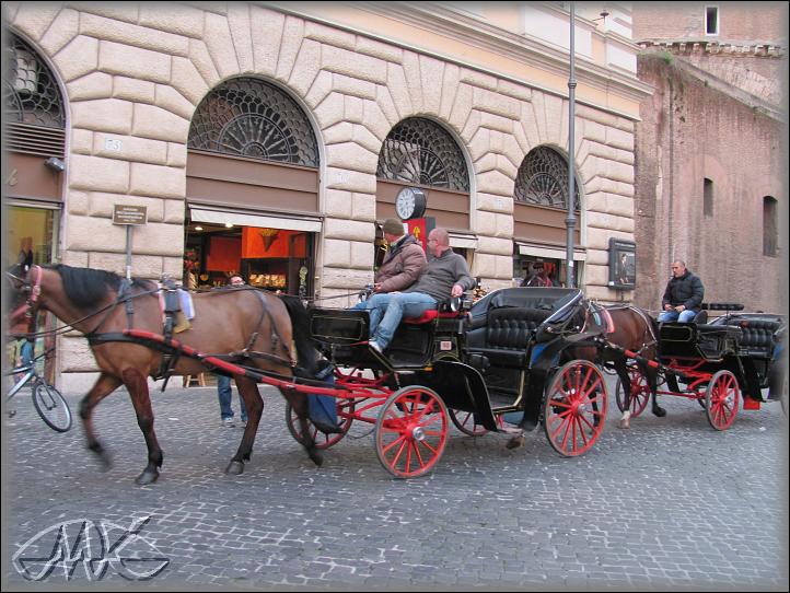 drožky tažené koňmi nabízejí projížďku ulicemi