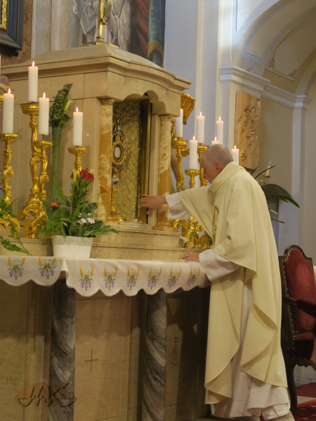 monstrance se vrací do svatostánku